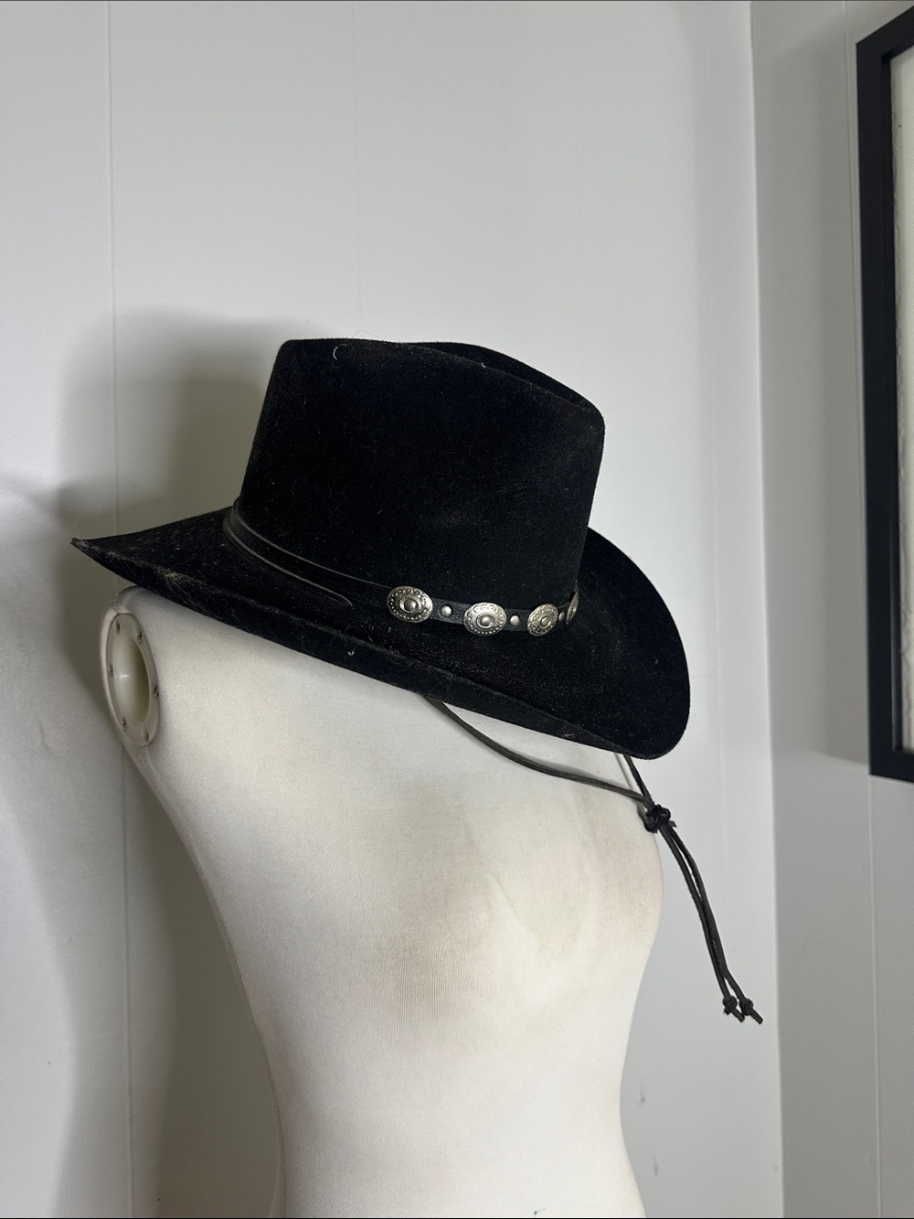 Vintage Stetson Stallion Conch Band Black Wool XX 7 1/4 Western Hat